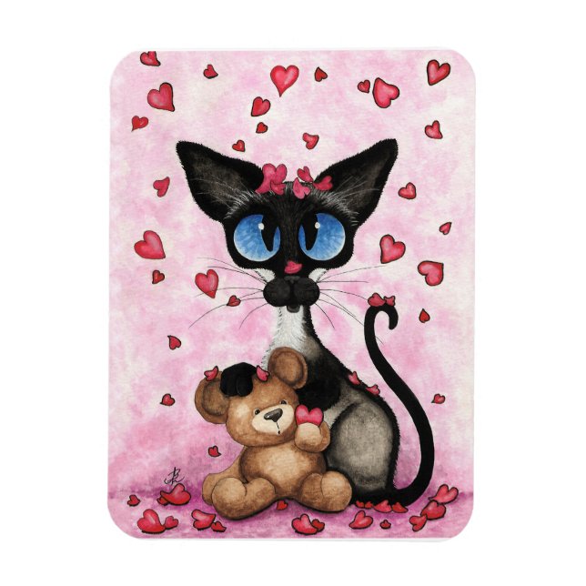 Magnet Flexible Siamese Cat Valentines Day by Bihrle (Vertical)