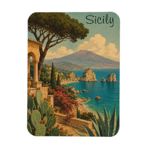 Magnet Flexible Sicile Italie Vintage Méditerranée Voyage Île
