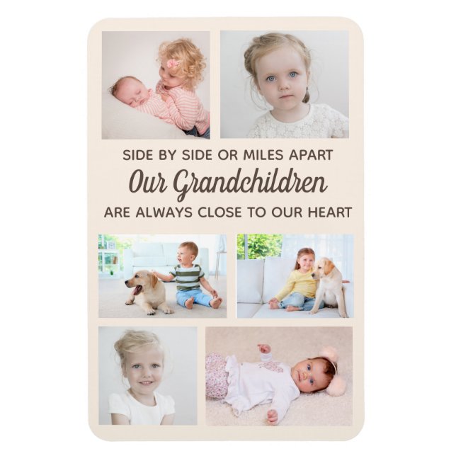 Magnet Flexible Side by Side 6 Photo Petits-enfants Grand-parent (Vertical)