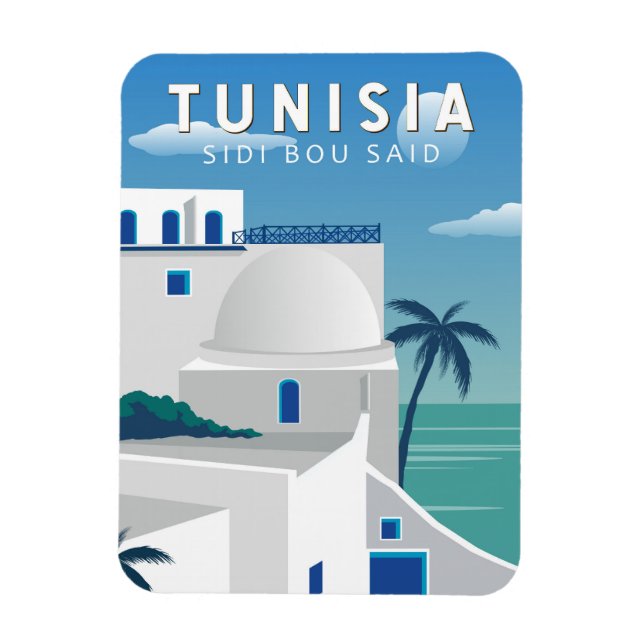 Magnet Flexible Sidi Bou Dit Tunisie Retro Voyage Art Vintage (Vertical)