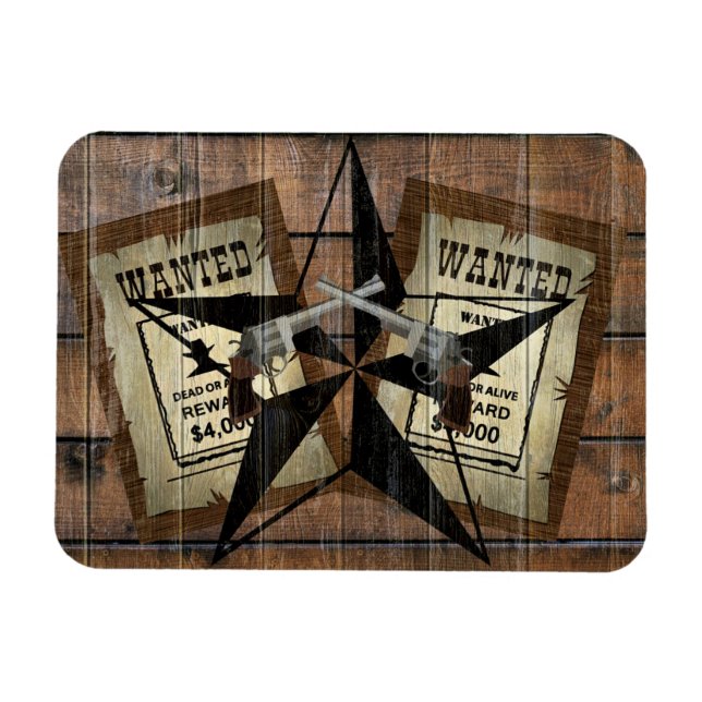 Magnet Flexible SIGNE Recherché Rustique Texas Star Western Double (Horizontal)