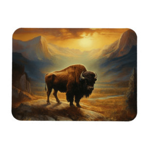 Magnet Flexible Silhouette du coucher de soleil de bison de buffle