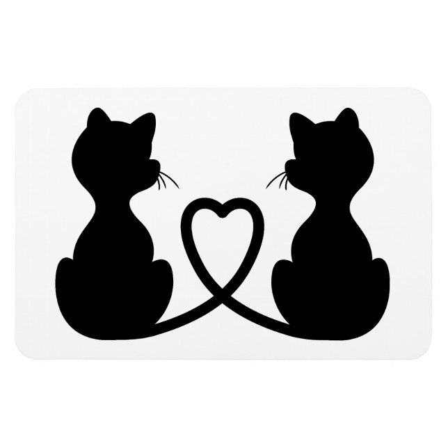 Magnet Flexible Silhouette noire de deux chats amoureux (Horizontal)