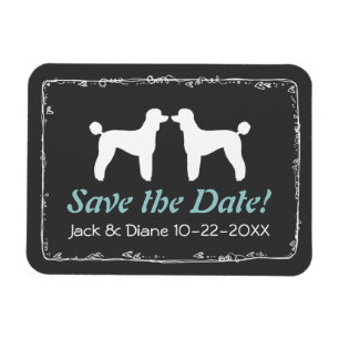 Magnet Flexible Silhouettes de Caniche Standard Mariage Carte de P