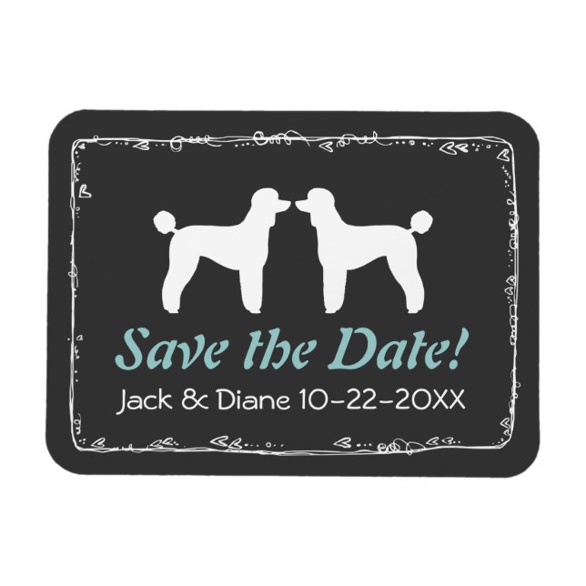 Magnet Flexible Silhouettes de Caniche Standard Mariage Carte de P (Horizontal)
