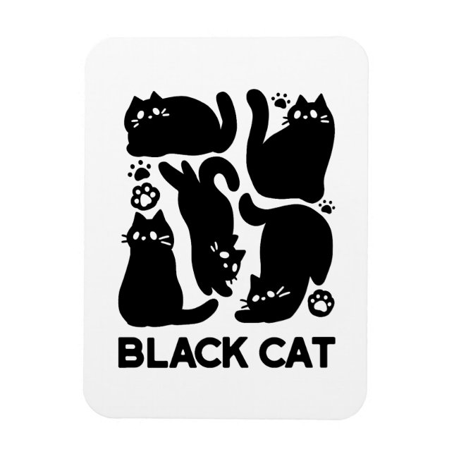 Magnet Flexible Silhouettes de chat noir - Design Feline mignon (Vertical)