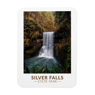 Magnet Flexible Silver Falls State Park Oregon Watercolor Vintage