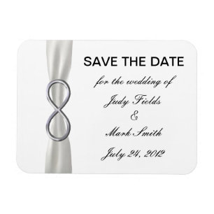 Magnet Flexible Silver Infinity White Wedding Enregistrer La Date