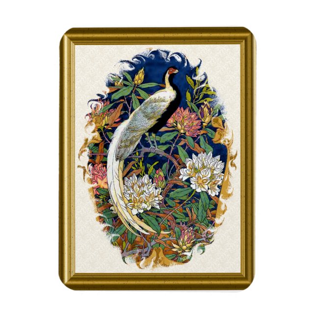 Magnet Flexible Silver Peacock (Vertical)