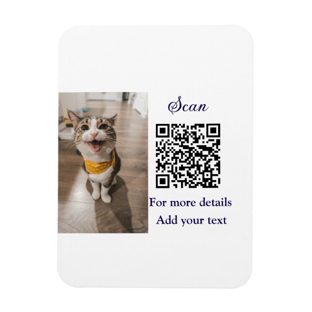 Magnet Flexible Simple animal name details QR code add text photo (Vertical)