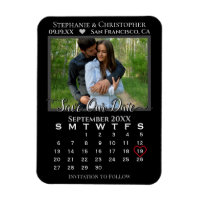 Simple Black Photo Calendar Enregistrer notre date