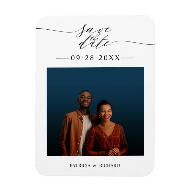 Magnet Flexible Simple Chic Mariage Enregistrer La Date Photo (Vertical)