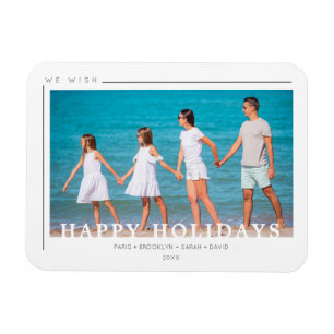 Magnet Flexible Simple Chic Noël Typographie Photo Famille