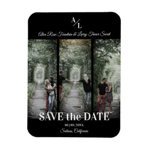 Magnet Flexible Simple Classic 3 Photos Collage Engagé Couple