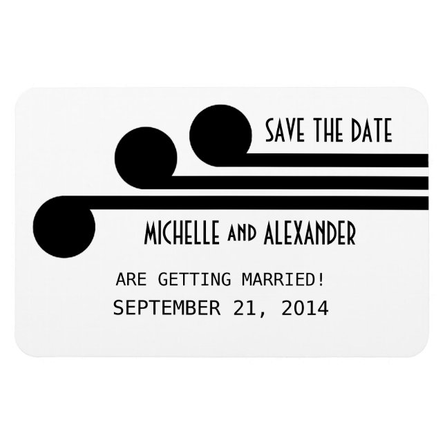 Magnet Flexible Simple Déco Chic Enregistrer l'aimant Date, Noir (Horizontal)