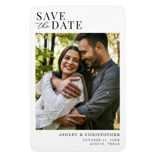 Magnet Flexible Simple Élégant Photo Mariage Enregistrer la Date