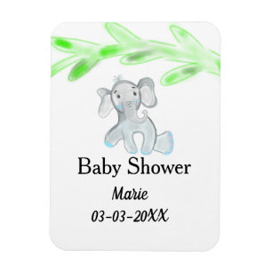 Magnet Flexible Simple éléphant bébé gris bleu ajouter le nom