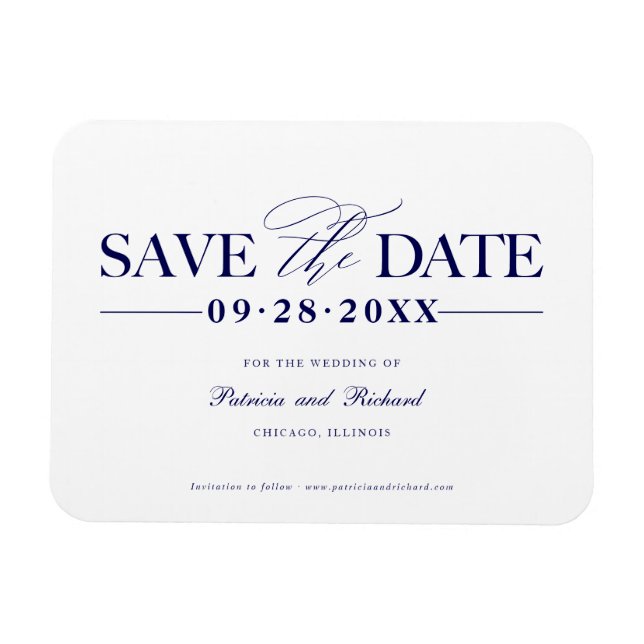 Magnet Flexible Simple Mariage Élégant Enregistrer La Date Non Pho (Horizontal)