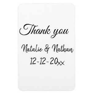 Magnet Flexible Simple minimaliste merci couple nom texte date cus