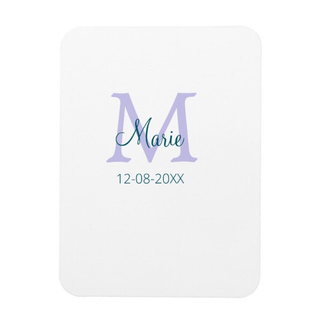 Magnet Flexible simple minimum ajouter nom monogramme violet vert  (Vertical)