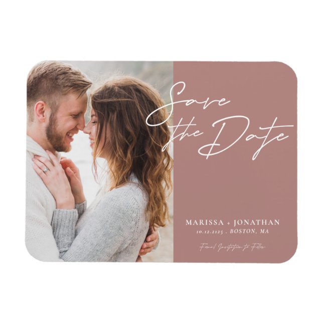 Magnet Flexible Simple mode Script Photo Save The Date Wedding (Horizontal)