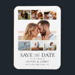 Magnet Flexible Simple Modern Photo Collage Mariage Enregistrer la<br><div class="desc">Créez votre propre mariage,  enregistrez l'aimant photo date avec vos photos préférées. Ajoutez vos noms et vos détails à un design élégant et minimaliste de typographie à côté d'une simple grille de collage photo.</div>