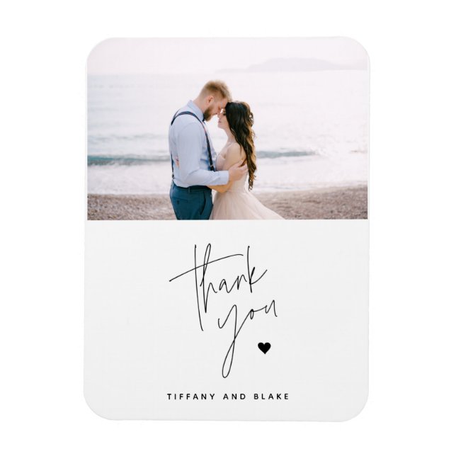 Magnet Flexible Simple moderne Script Mariage  photo Merci (Vertical)
