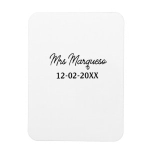 Magnet Flexible simple monogramme minimaliste Mme M. nom date anné