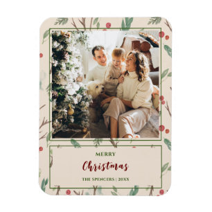 Magnet Flexible Simple Motif botanique Joyeux Noël Photo