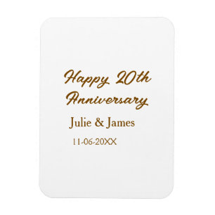 Magnet Flexible simple nom de date de 20e anniversaire marron doré