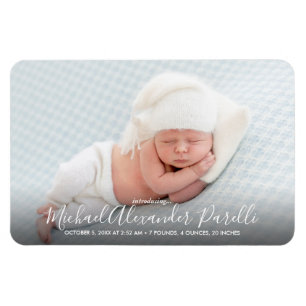 Magnet Flexible Simple Photo Birth Announcement