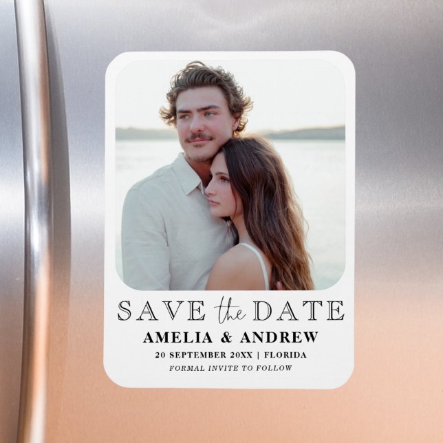 Magnet Flexible Simple Photo Save the Date Noir & Blanc (Créateur téléchargé)