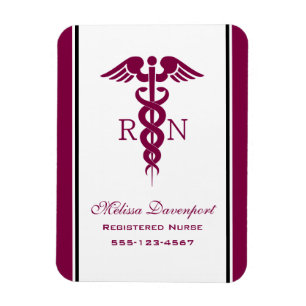 Magnet Flexible Simple Red Caduceus Nurse Medical Symbol