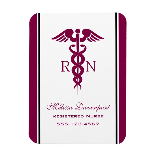 Magnet Flexible Simple Red Caduceus Nurse Medical Symbol (Vertical)