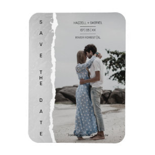 Magnet Flexible Simple Ripped Paper Effect Wedding Custom Photo