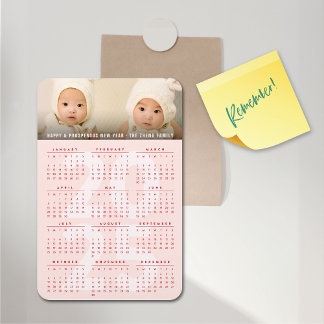 Magnet Flexible Simple rose 2025 Calendrier minimaliste de vacance