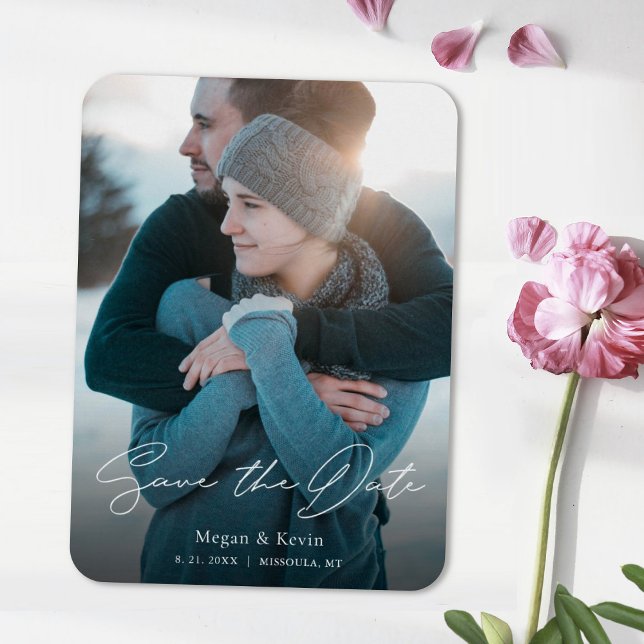 Magnet Flexible Simple stylish Script Photo Wedding Enregistrer la (Créateur téléchargé)