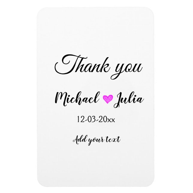Magnet Flexible Simple thank you couple heart glitter (Vertical)