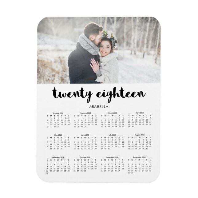 Magnet Flexible Simple Typographie tendance 2018 Calendrier photo (Vertical)