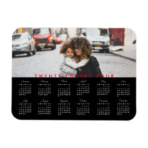 Magnet Flexible Simple Typographie tendance 2024 Calendrier photo