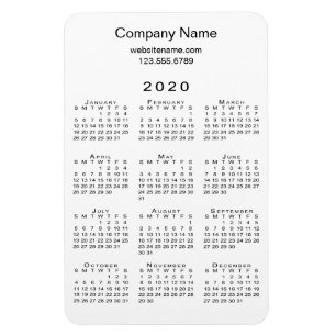 Magnet Flexible Simple White Black 2020 Calendrier Nom de l'entrep