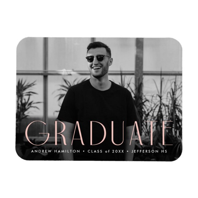 Magnet Flexible Simplicité moderne Blush Photo Graduation (Horizontal)