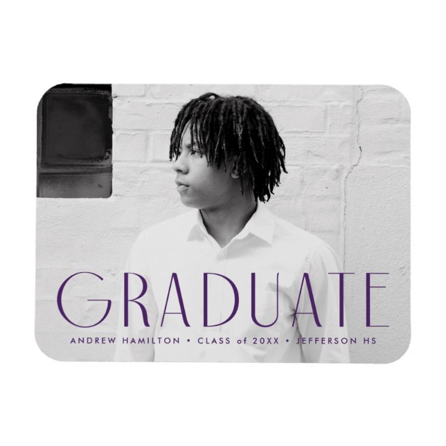 Magnet Flexible Simplicité moderne Purple Photo Graduation (Horizontal)