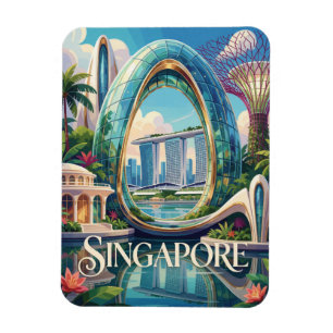 Magnet Flexible Singapour Marina Bay Ville Tropicale Futuriste