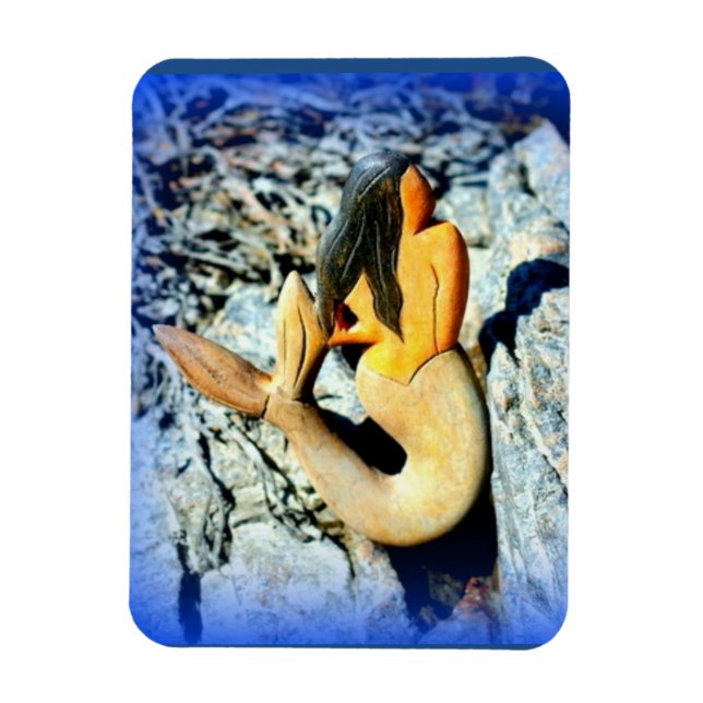 Magnet Flexible sirène à poil noir bleu (Vertical)
