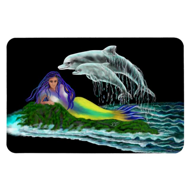 Magnet Flexible Sirène avec dauphins (Horizontal)