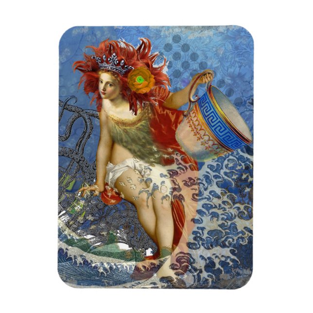 Magnet Flexible Sirène du Verseau Art Gothique Bleu (Vertical)
