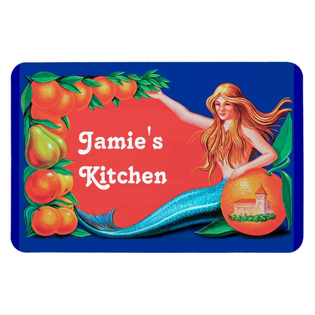 Magnet Flexible Sirène et oranges sur mesure Aimant de cuisine (Horizontal)