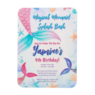 Magnet Flexible Sirène Whimsical Anniversaire Invitation Keepsaké