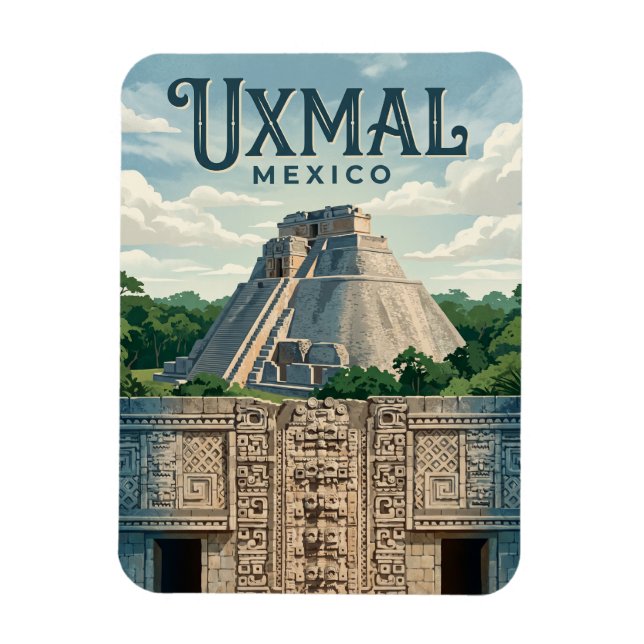 Magnet Flexible Site archéologique d'Uxmal au Mexique (Vertical)